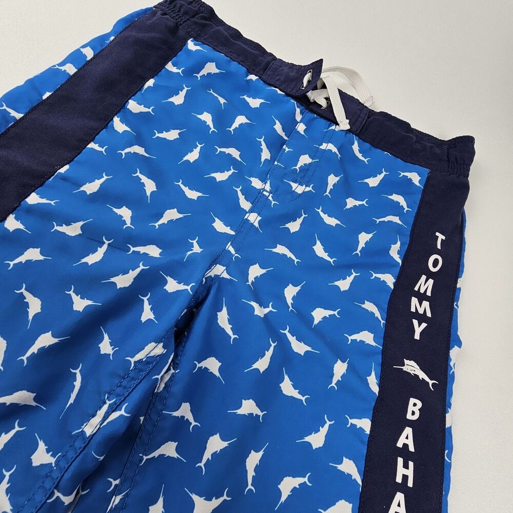 Tommy Bahama Mens M Board Shorts Blue Marlin Fish Print Swim Trunks Beach